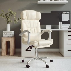 vidaXL Bürostuhl mit Massagefunktion Creme Kunstleder