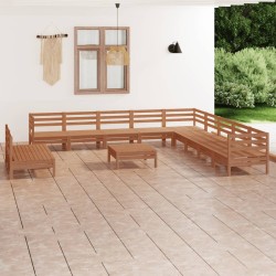 vidaXL 12-tlg. Garten-Lounge-Set Massivholz Kiefer Honigbraun
