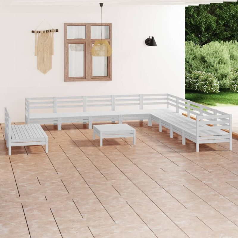 vidaXL 12-tlg. Garten-Lounge-Set Massivholz Kiefer Weiß vidaXL 12-tlg. Garten-Lounge-Set Massivholz Kiefer Weiß