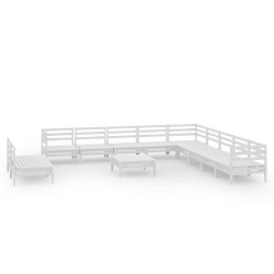 vidaXL 12-tlg. Garten-Lounge-Set Massivholz Kiefer Weiß