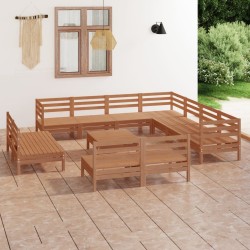 vidaXL 12-tlg. Garten-Lounge-Set Massivholz Kiefer Honigbraun