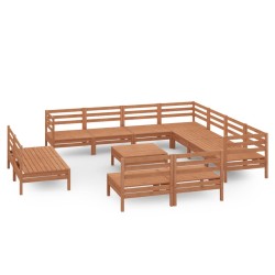 vidaXL 12-tlg. Garten-Lounge-Set Massivholz Kiefer Honigbraun