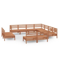 vidaXL 11-tlg. Garten-Lounge-Set Massivholz Kiefer Honigbraun