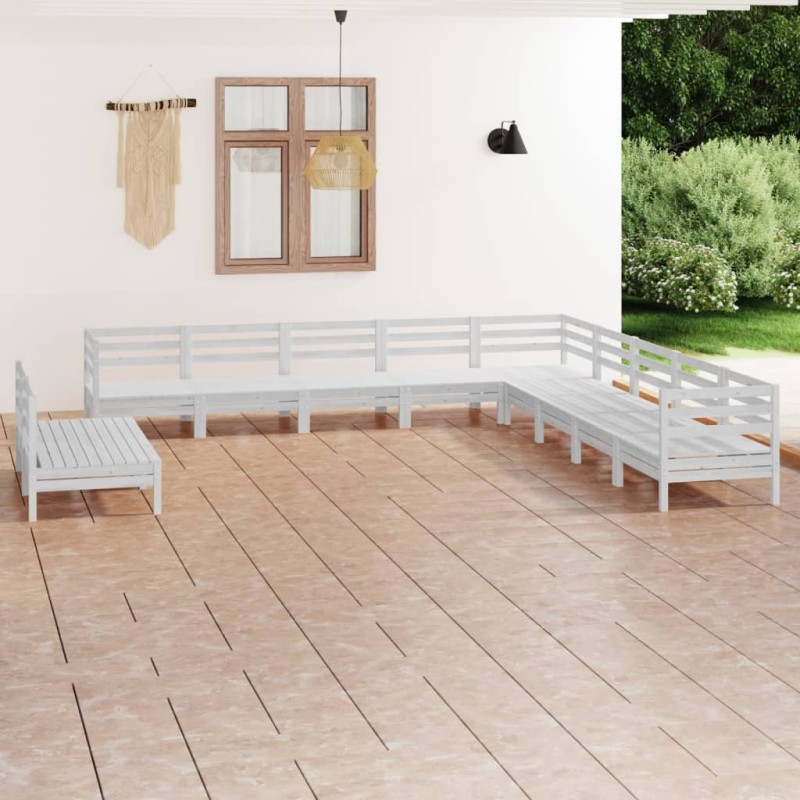 vidaXL 11-tlg. Garten-Lounge-Set Massivholz Kiefer Weiß vidaXL 11-tlg. Garten-Lounge-Set Massivholz Kiefer Weiß