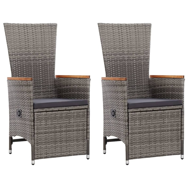 Garten-Liegestühle 2 Stk. mit Auflagen Poly Rattan Grau Garten-Liegestühle 2 Stk. mit Auflagen Poly Rattan Grau
