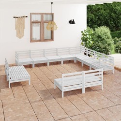 vidaXL 12-tlg. Garten-Lounge-Set Massivholz Kiefer Weiß