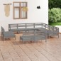 vidaXL 11-tlg. Garten-Lounge-Set Massivholz Kiefer Grau vidaXL 11-tlg. Garten-Lounge-Set Massivholz Kiefer Grau