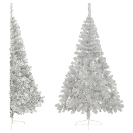 vidaXL Künstlicher Halb-Weihnachtsbaum mit Ständer Silbern 180 cm PVC