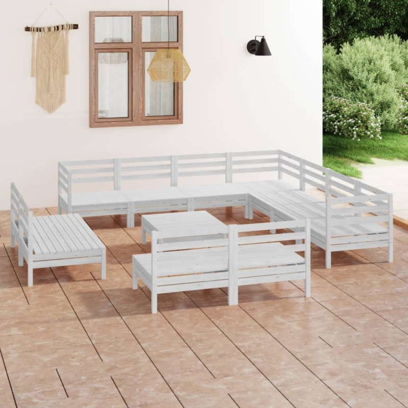 vidaXL 12-tlg. Garten-Lounge-Set Massivholz Kiefer Weiß vidaXL 12-tlg. Garten-Lounge-Set Massivholz Kiefer Weiß