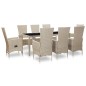 vidaXL 9-tlg. Garten-Essgruppe mit Auflagen Poly Rattan Beige vidaXL 9-tlg. Garten-Essgruppe mit Auflagen Poly Rattan Beige