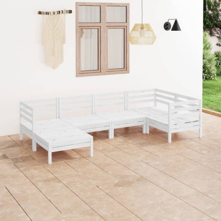 vidaXL 6-tlg. Garten-Lounge-Set Massivholz Kiefer Weiß