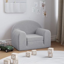 vidaXL Schlafsofa für Kinder Hellgrau Weicher Plüsch
