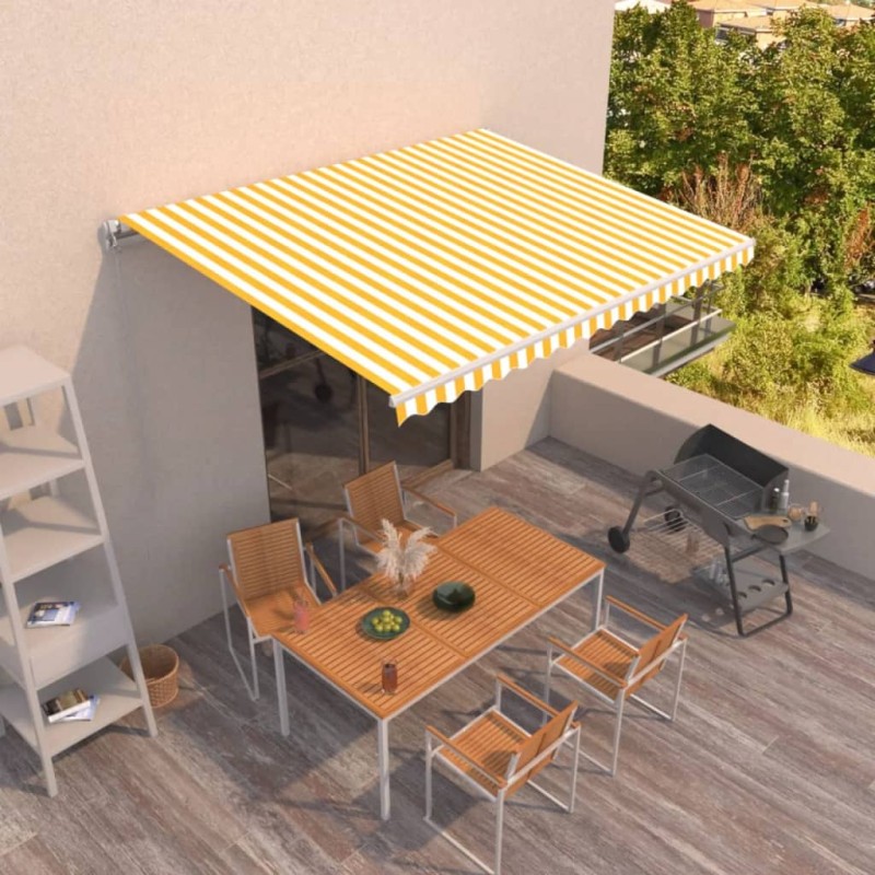 vidaXL Gelenkarmmarkise Einziehbar 400x350 cm Gelb und Weiß vidaXL Gelenkarmmarkise Einziehbar 400x350 cm Gelb und Weiß