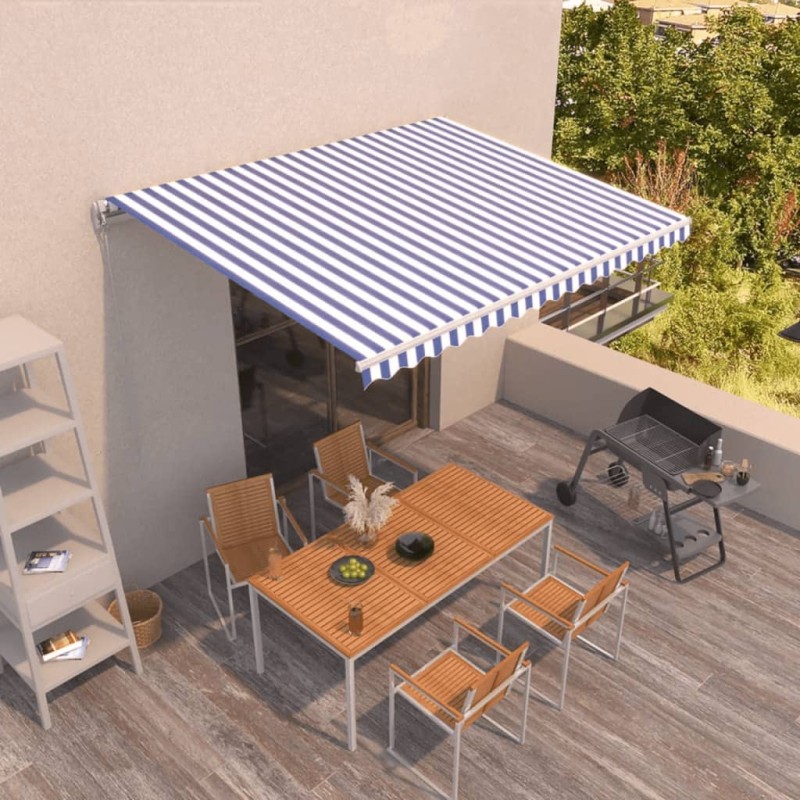vidaXL Gelenkarmmarkise Einziehbar 400x350 cm Blau und Weiß vidaXL Gelenkarmmarkise Einziehbar 400x350 cm Blau und Weiß