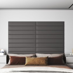 vidaXL Wandpaneele 12 Stk. Grau 90x15 cm Kunstleder 1,62 m²