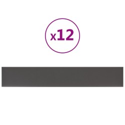 vidaXL Wandpaneele 12 Stk. Grau 90x15 cm Kunstleder 1,62 m²