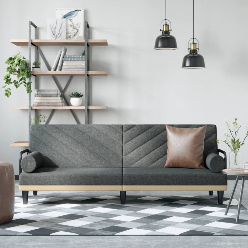vidaXL Schlafsofa mit Armlehnen Dunkelgrau Stoff vidaXL Schlafsofa mit Armlehnen Dunkelgrau Stoff