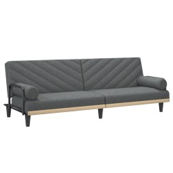 vidaXL Schlafsofa mit Armlehnen Dunkelgrau Stoff