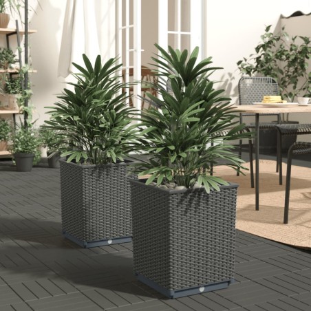 vidaXL Pflanzkübel 2 Stk. Schwarz 30x30x37 cm Polypropylen