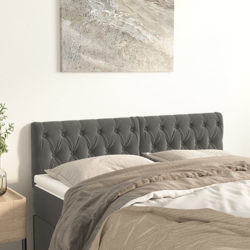 vidaXL Kopfteile 2 Stk. Dunkelgrau 80x7x78/88 cm Samt vidaXL Kopfteile 2 Stk. Dunkelgrau 80x7x78/88 cm Samt