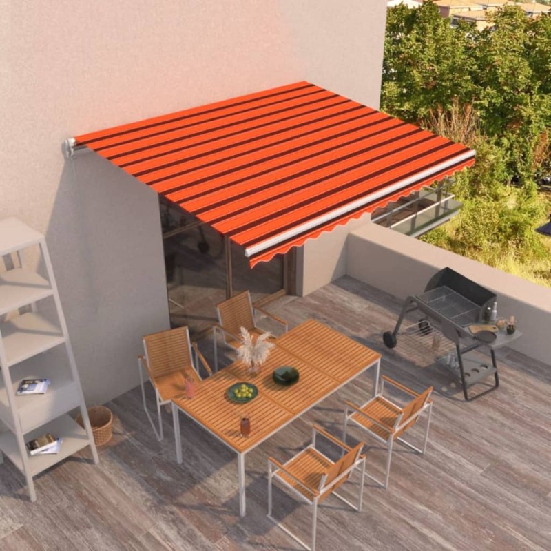vidaXL Gelenkarmmarkise Einziehbar 450x350 cm Orange und Braun vidaXL Gelenkarmmarkise Einziehbar 450x350 cm Orange und Braun