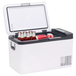 vidaXL Kühlbox mit Griff und Adapter Schwarz und Weiß 18 L PP & PE