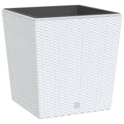 vidaXL Pflanzkübel mit herausnehmbaren Einsatz Weiß 37/64 L PP-Rattan