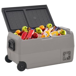 vidaXL Kühlbox mit Rollen und Adapter Schwarz & Grau 36 L PP & PE