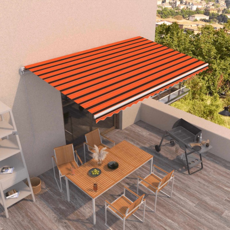 vidaXL Gelenkarmmarkise Einziehbar 500x350 cm Orange und Braun vidaXL Gelenkarmmarkise Einziehbar 500x350 cm Orange und Braun