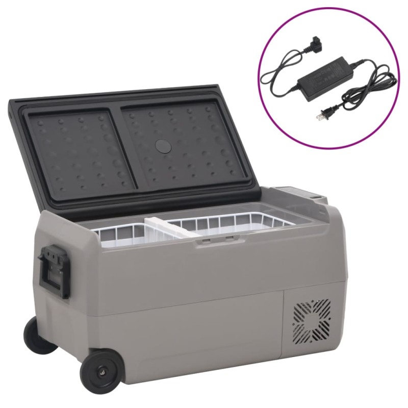 vidaXL Kühlbox mit Rollen und Adapter Schwarz & Grau 60 L PP & PE vidaXL Kühlbox mit Rollen und Adapter Schwarz & Grau 60 L PP & PE