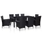 9-tlg. Garten-Essgruppe Poly Rattan Schwarz 9-tlg. Garten-Essgruppe Poly Rattan Schwarz
