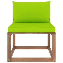vidaXL Outdoor-Mittelsofa Paletten mit Kissen in Hellgrün