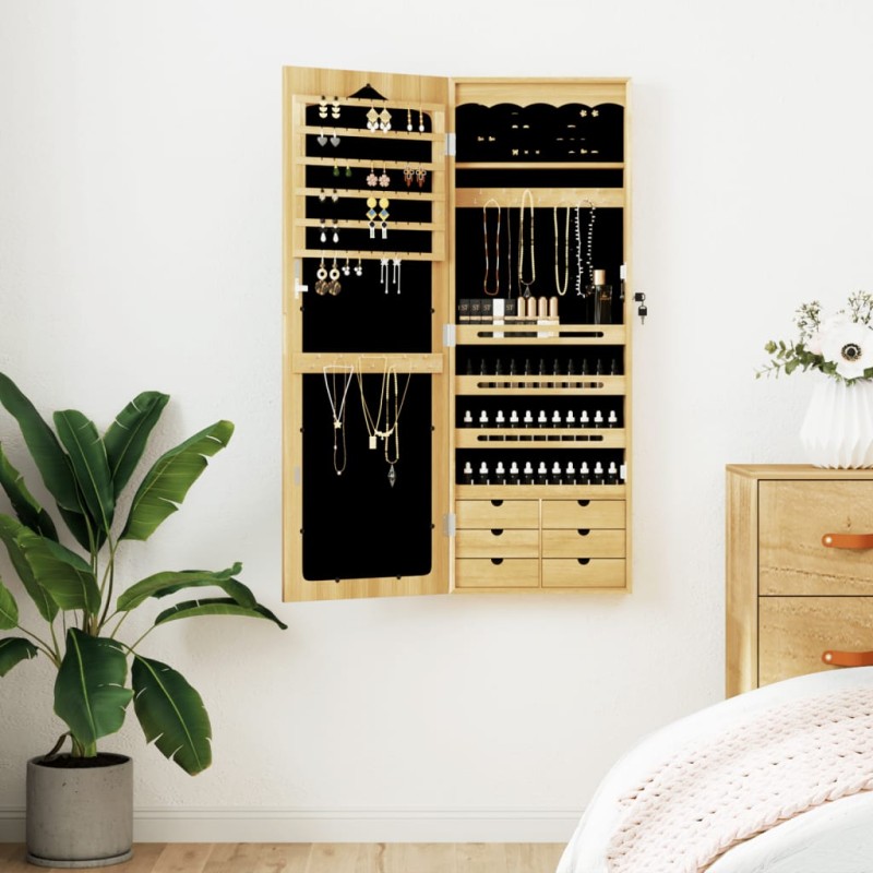 vidaXL Schmuckschrank mit Spiegel Wandmontage 37,5x10x106 cm vidaXL Schmuckschrank mit Spiegel Wandmontage 37,5x10x106 cm