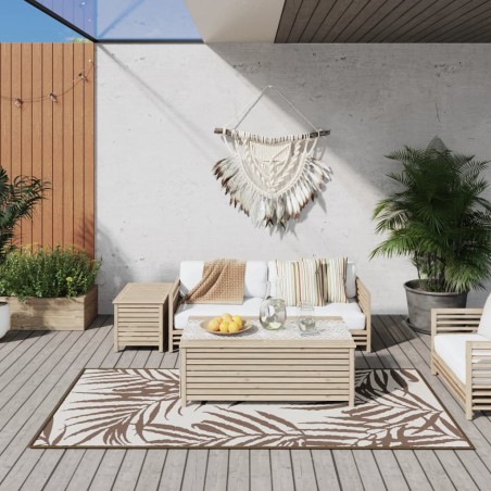 vidaXL Outdoor-Teppich Braun und Weiß 100x200 cm Beidseitig Nutzbar