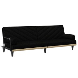 vidaXL Schlafsofa mit Armlehnen Schwarz Stoff
