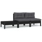 vidaXL 3-tlg. Garten-Lounge-Set mit Kissen Schwarz Kiefer Massivholz vidaXL 3-tlg. Garten-Lounge-Set mit Kissen Schwarz Kiefer Massivholz