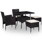5-tlg. Garten-Essgruppe Schwarz Poly Rattan und Glas 5-tlg. Garten-Essgruppe Schwarz Poly Rattan und Glas