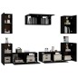 vidaXL 7-tlg. TV-Schrank-Set Schwarz Holzwerkstoff vidaXL 7-tlg. TV-Schrank-Set Schwarz Holzwerkstoff