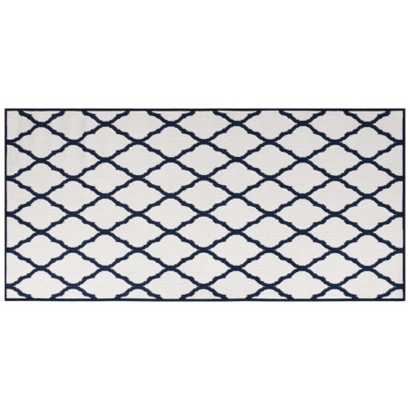 vidaXL Outdoor-Teppich Marineblau Weiß 100x200 cm Beidseitig Nutzbar