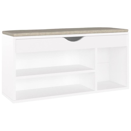vidaXL Schuhbank mit Kissen Weiß 104x30x49 cm Holzwerkstoff