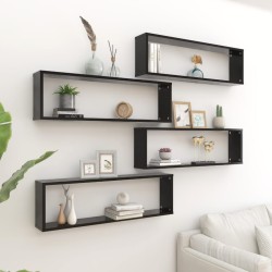 vidaXL Würfelregale 4 Stk. Schwarz 100x15x30 cm Holzwerkstoff