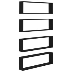 vidaXL Würfelregale 4 Stk. Schwarz 100x15x30 cm Holzwerkstoff