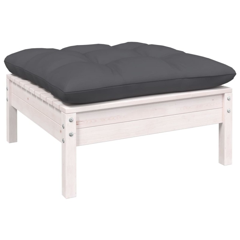 vidaXL Gartenhocker mit Anthrazit Kissen Weiß Kiefer Massivholz vidaXL Gartenhocker mit Anthrazit Kissen Weiß Kiefer Massivholz