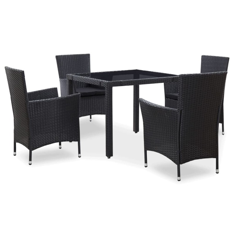 vidaXL 5-tlg. Garten-Essgruppe Poly Rattan Schwarz vidaXL 5-tlg. Garten-Essgruppe Poly Rattan Schwarz