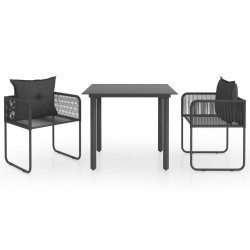 vidaXL 3-tlg. Garten-Essgruppe PVC Rattan Schwarz 