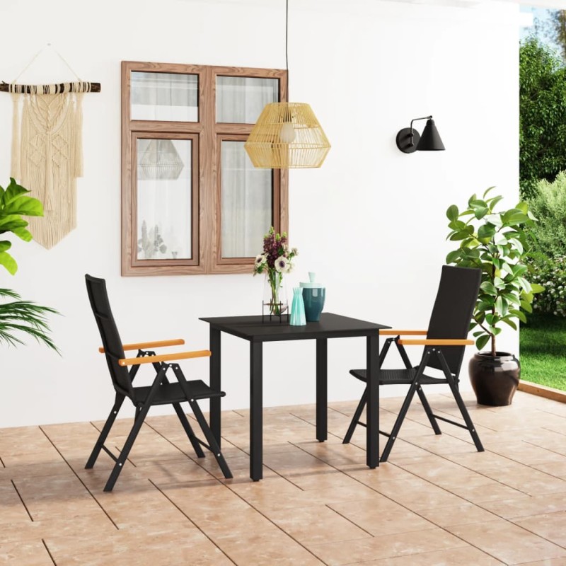 vidaXL 3-tlg. Garten-Essgruppe Schwarz und Braun vidaXL 3-tlg. Garten-Essgruppe Schwarz und Braun