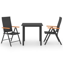 vidaXL 3-tlg. Garten-Essgruppe Schwarz und Braun