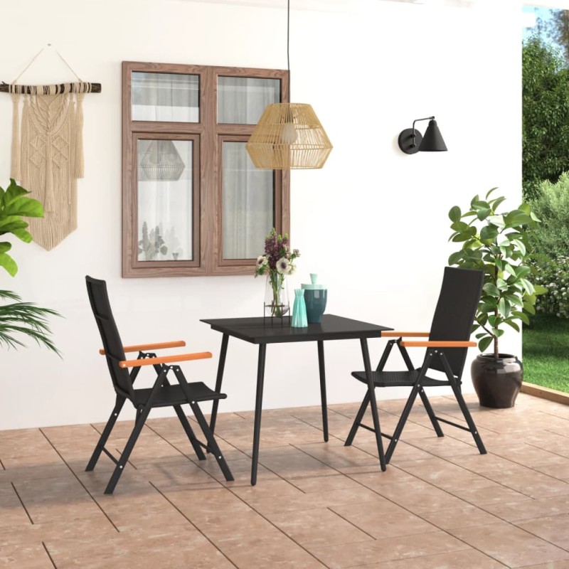 vidaXL 3-tlg. Garten-Essgruppe Schwarz und Braun vidaXL 3-tlg. Garten-Essgruppe Schwarz und Braun