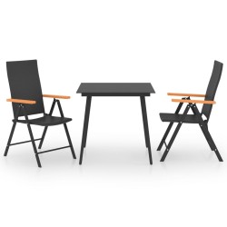 vidaXL 3-tlg. Garten-Essgruppe Schwarz und Braun