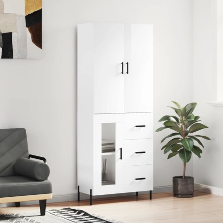 vidaXL Highboard Hochglanz-Weiß 69,5x34x180 cm Holzwerkstoff